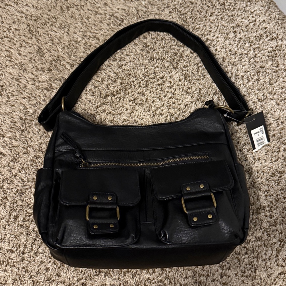 Bueno Collection Black Faux Leather Hobo Purse NWT